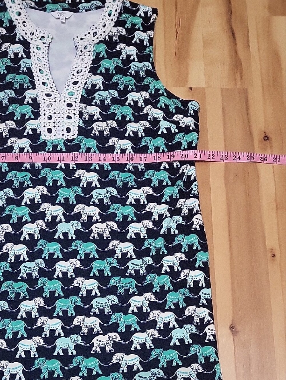 Crown & Ivy Navy Dress with Teal and White Elephant Print Size XL - Picture 11 of 13